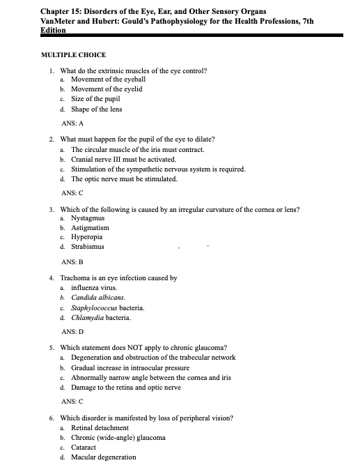 Test Bank Gould's Pathophysiology for the Health Professions 7th Edition by VanMeter