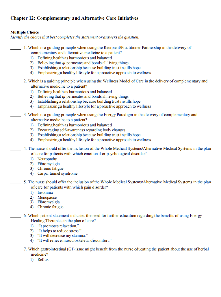 Test Bank Davis Advantage for Medical-Surgical Nursing: Making Connections to Practice 3rd Edition