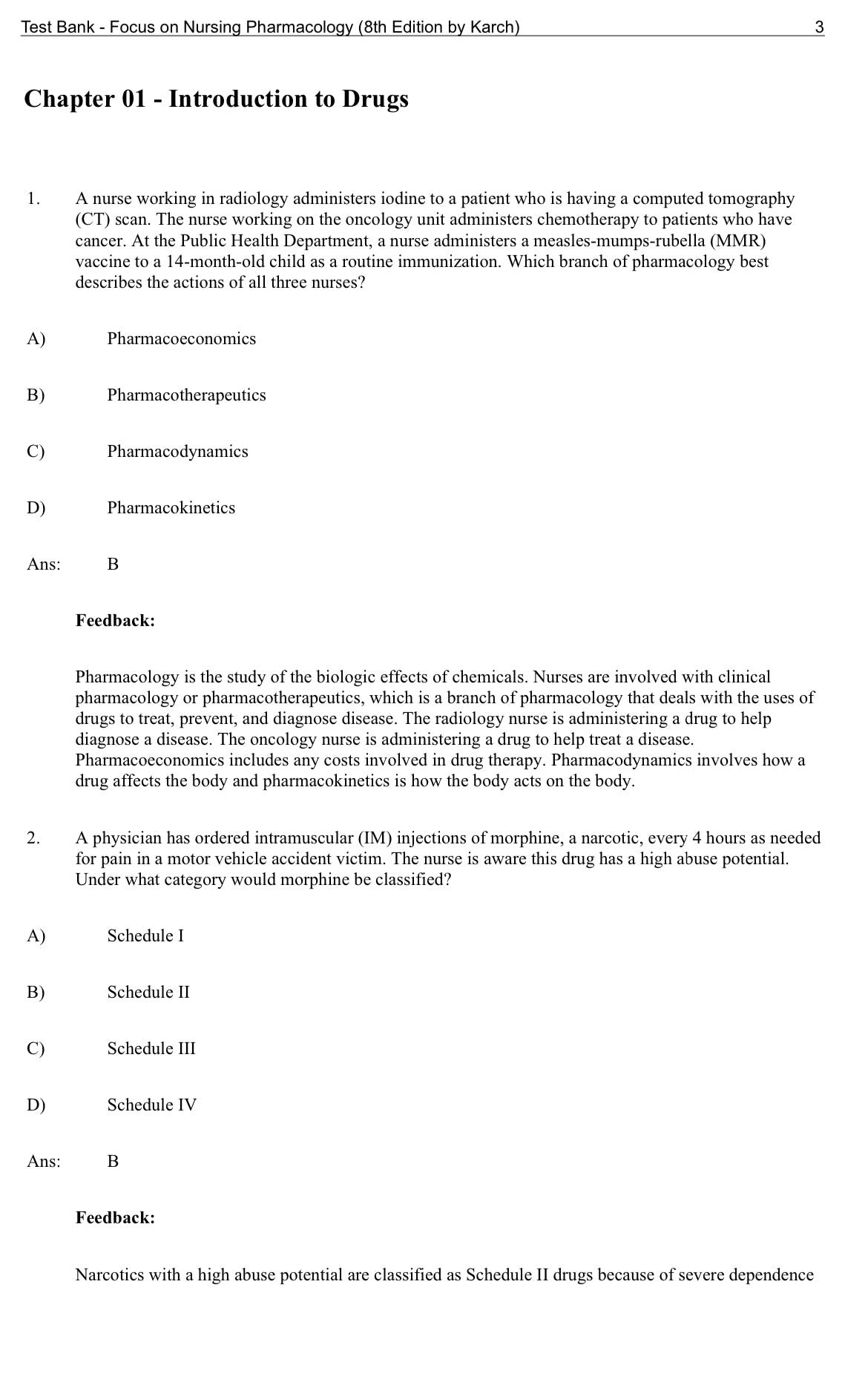 Test Bank Focus on Nursing Pharmacology 8th Edition by Karch